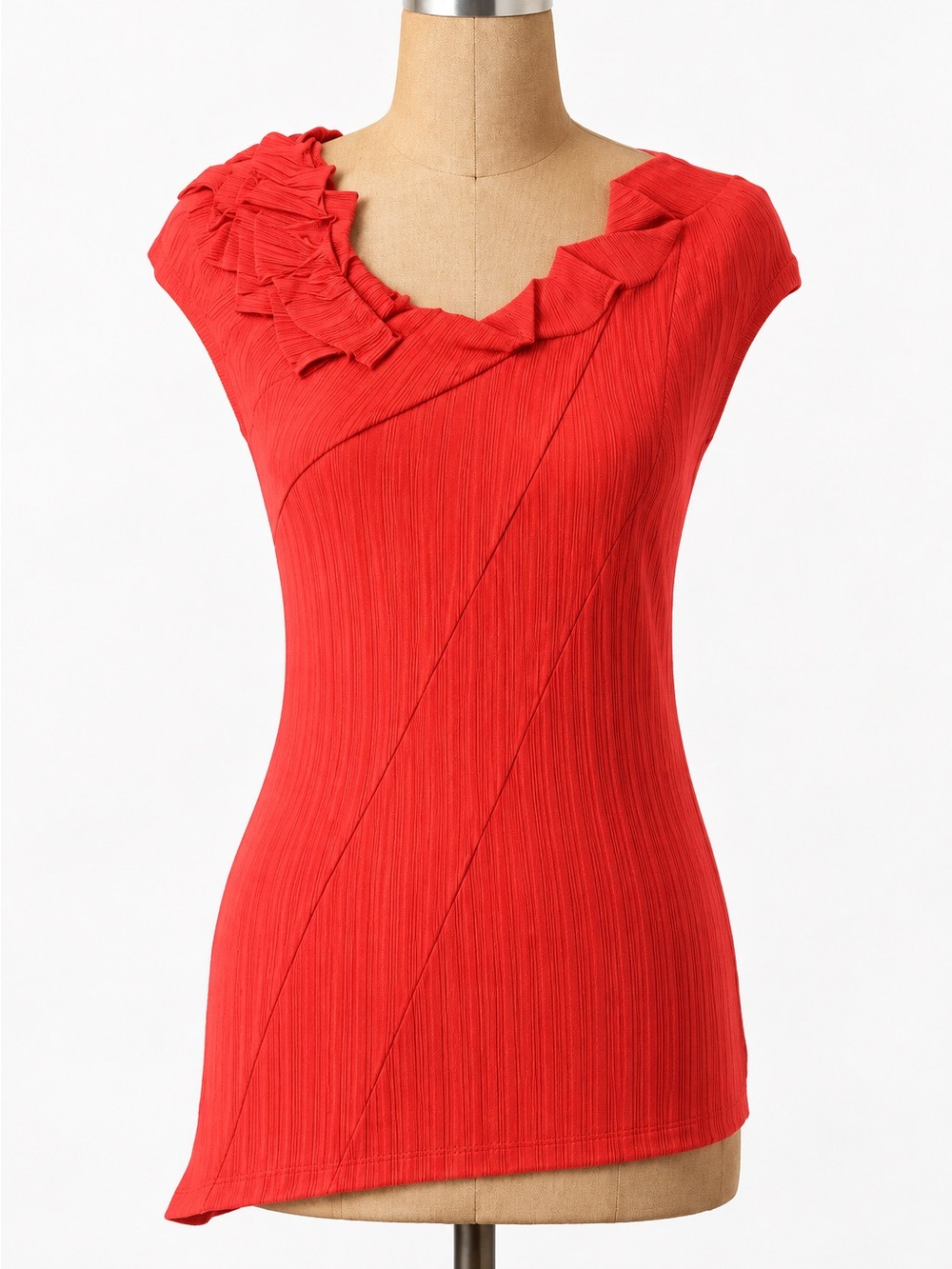 Anthropologie One September Orange Ribbed Knit Cotton Stretch Top Size XS